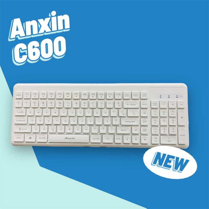 wireless keyboard and mouse anxin C600 white keyboard and mouse compact ergonomic wireless 2.4GHz combo pack