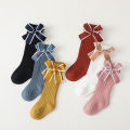 Autumn Baby Girls Stripe Bows Socks Knee High Soft Cotton Kids Long Socks Children Floor Socks Princess Style For 0-5 Years. 