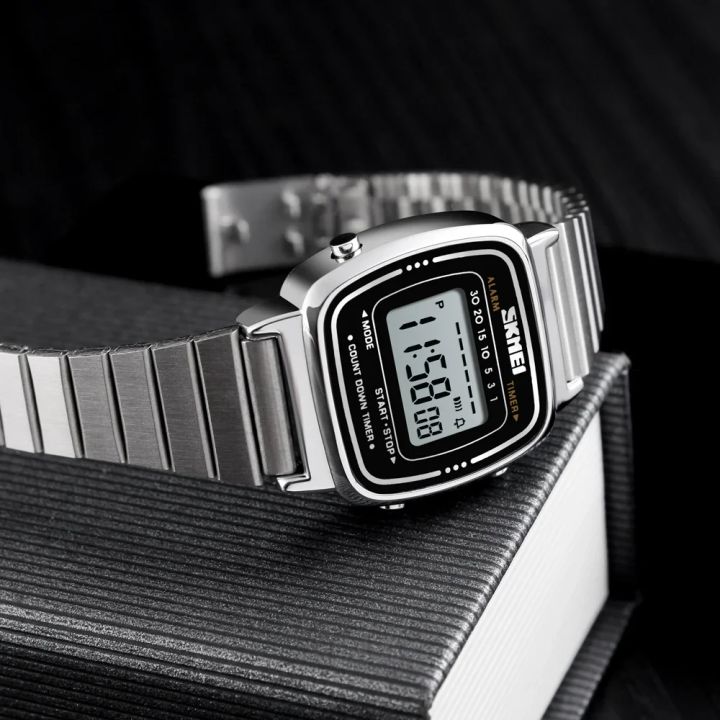 SKMEI 1901 Luxury Watch for Women Small Dial Stainless steel Digital Waterproof Ladies Wristwatches Womens Girl Montre femme