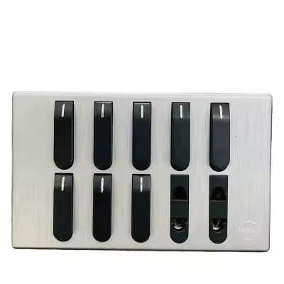 8 Switches+2 Sockets China Fitting Board Plate Galaxy Black Grey Series