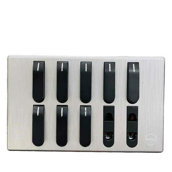 8 Switches+2 Sockets China Fitting Board Plate Galaxy Black Grey Series |For Trendy Walls| All Range Available