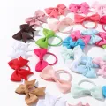 10Pcs/lot Grosgrain Ribbon Pigtail Bows Elastic Hair Ties Hair Bands Holders New Year Hair Accessories for Baby Girls Gift. 