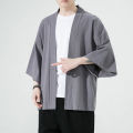 Men's Japanese Kimono Cardigan Loose Cotton Linen 3/4 Sleeve Open Front Casual Summer Shirt Jackets. 