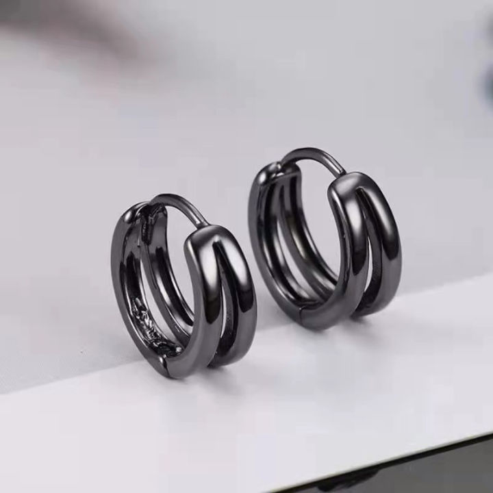 2Pcs%20Hollow%20Double%20Ring%20Small%20Hoop%20Earrings%20For%20Men%20Women%20New%20Trendy%20Black%20Silver-Color%20Hip%20Hop%20Party%20Gothic%20Earrings%20Jewelry%20-%20Image%204