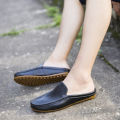 Summer Men Casual Loafers Fashion Breathable Genuine Leather Slippers Outdoor Light Mules Cool Half Shoes Italian Design Sandals. 