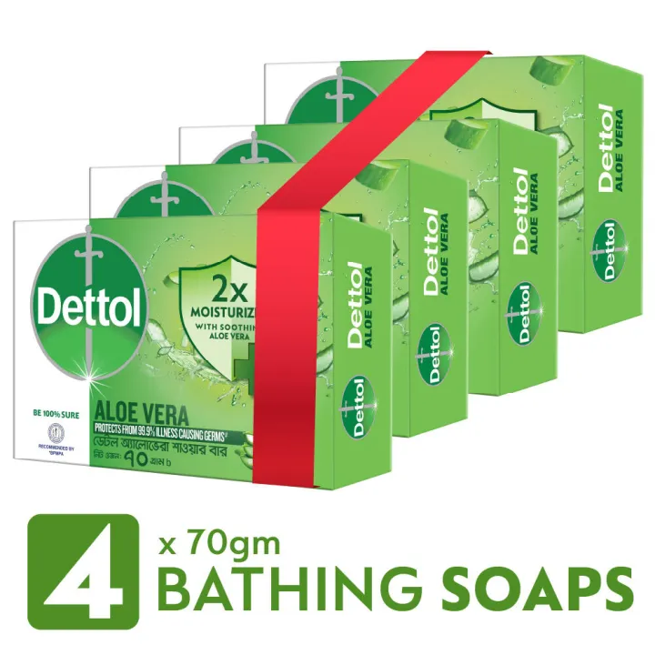 Dettol Soap Aloe Vera 70gm Quad Pack Combo (70gm X 4)