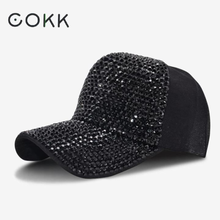 COKK Sequin Rhinestone Baseball Cap Women Snapback Hats For Women's Cap Adjustable Baseball Hats Bone Casquette Dad Hat Female