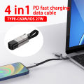 4 in 1 Multi Fast Charging Cable Keychain PD for iPhone Lightning 27W Andriod TYPE-C 60W QC 27W Fast Charging Data Cable Keychai. 