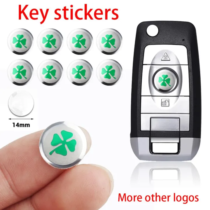5/10Pcs 14mm Car Remote Key Sticker Aluminum Emblem Decal For Four Leaf ...