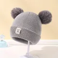 Autumn Winter Baby Warm Knitted Hats With Pom Kids Knit Beanie Hat Solid Color Children Hat For Boys Girls Accessories. 