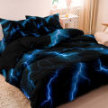3Pcs Lightning Thunder Pattern Print Duvet Cover Bedding Set Soft Breathable For Four-seasonBedroom Dormitory Decorative. 