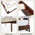 Bme Nipe Queen 14 Inch Bohemian Bed Frame with Adjustable Woven Headboard - Rustic & Vintage Unique Style with Acacia Wood - No Box Spring Needed - Easy Assembly - . 