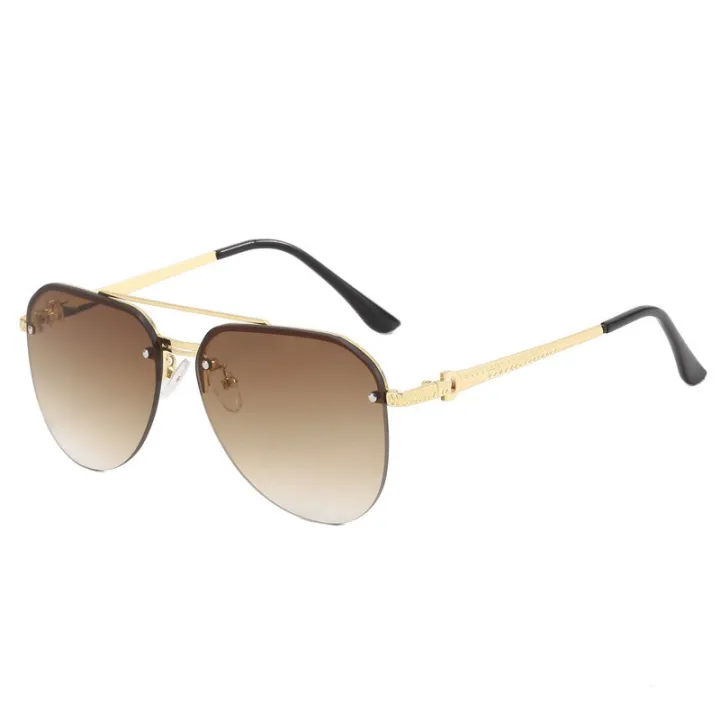 New%20Fashion%20Metal%20Half%20Frame%20Women's%20Outdoor%20Sunglasses%20Classic%20Double%20Beam%20Glasses%20-%20Image%205