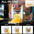 4 in 1 Cheese Cutter with Container 3 Metal Blades Kitchen Cheese Slicer Chopper Grater Butter Box Cheese Storage Container. 