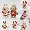 Labubu macaron toy accessories doll clothes set fabric 17 cm clothes set soft cute plush ornaments dolls labubu planters keychain. 