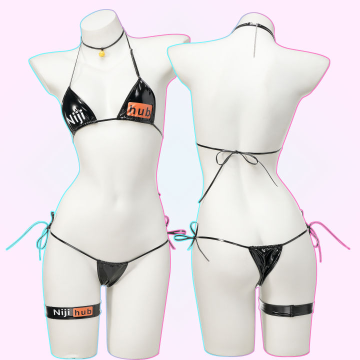 Funny patent leather Nijihub bandaged bikini anime private home clothes girl animation bikini