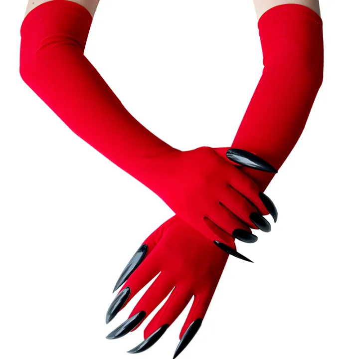 43cm%20Women%20Scary%20Claw%20Long%20Nail%20Elastic%20Mittens%20Halloween%20Black%20Devil's%20Ghost%20Claws%20Gloves%20Party%20Cosplay%20Performance%20Costume%20-%20Image%206