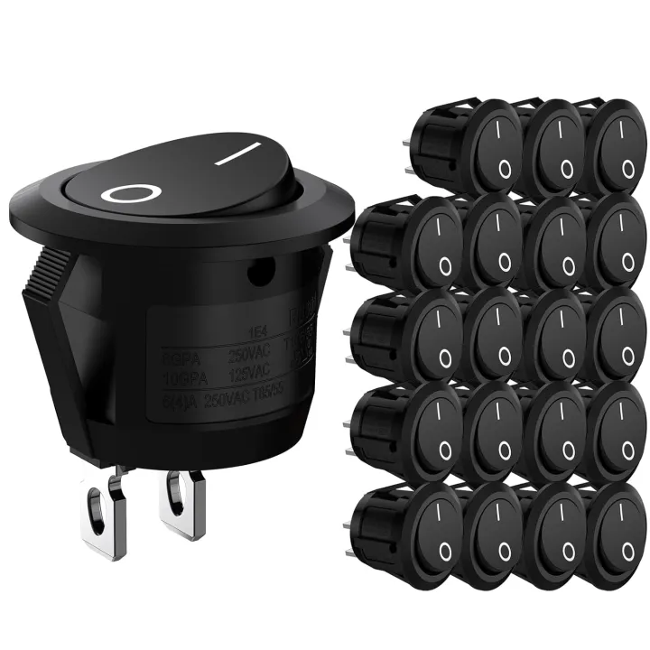 20pcs 10pcs Rocker Switch Black On Off 2 Pin Mini Round Toggle Switch ...
