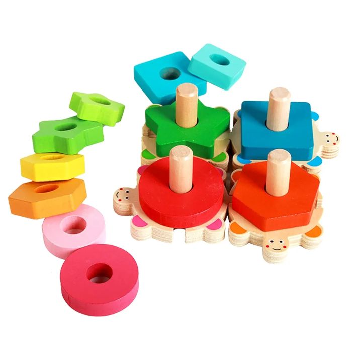 Wooden Stacking Toys for Toddler 2 3 4 Year Old, Shape Sorter ...