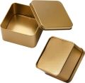 Pack of 2 - Multipurposed Tin Storage Box, Tin Boxes with Lids, Empty Metal Tins, Portable Metal Container Organizer for Cookies, Candy, Treats, Gifts, Gifts and Crafts. 