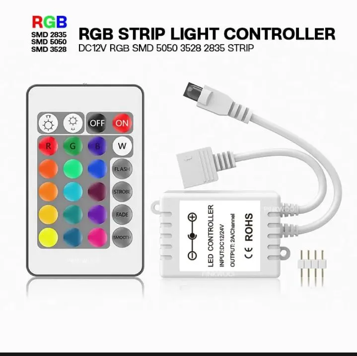 RGB Controller with 24 Key Button Dc12v 5050 2835 RGB Led Strip Light ...