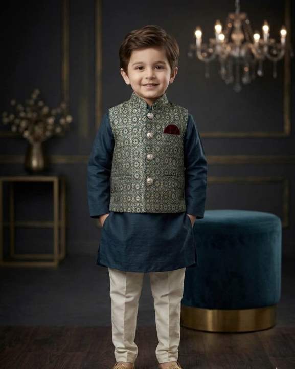 demanding 3 pcs party panjabi set for 6month to 7 years baby boys