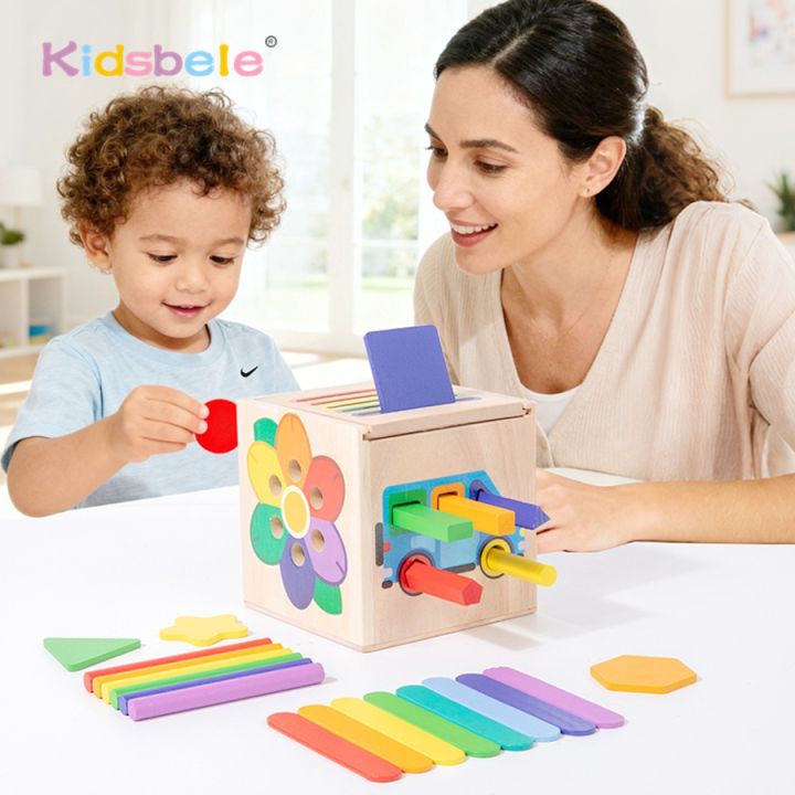 Wooden Montessori Shape Color Sorting Matching Game for Toddler 5 in 1 ...