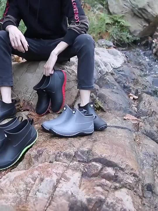 Women's Ankle Rain Boots Summer Wear-resistant Anti-Slip Couple Men And Women Short Boots Suitable For Outdoor Camp