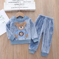 2023 New Winter Baby Boy Girl Thicken Pajamas Set Flannel Fleece Toddler Child Warm Catoon Sleepwear Kids Home Suit 0-5Y.