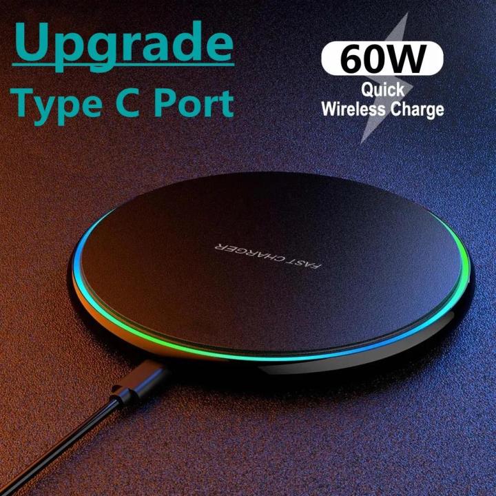 60W Wireless Charger Pad For iPhone 15 14 13 12 Pro 8 XS Max Induction Fast Wireless Charging Station For