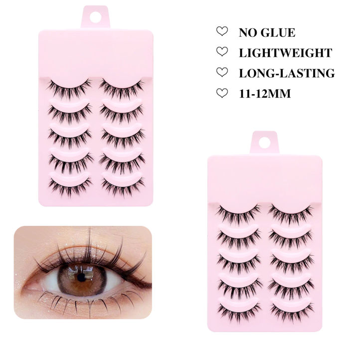 5%20Pairs%20Manga%20Lashes%20Soft%20Natural%20Long%20False%20Eyelashes%20Anime%20Wispy%20Strip%20Lashes%20For%20Korean%20Doll%20Eye%20Makeup%20Look%20-%20Image%204