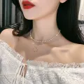 Fashion Beaded Pearl Necklace For Women Kpop Crystal Pendant Charm Pearls Choker Bead Necklaces Jewelry.