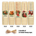 50pcs Vintage Christmas Gift Tags With Hemp Rope-Merry Christmas To-From Blank Hanging Tags,Rustic Decor For Gift Wrapping Label. 