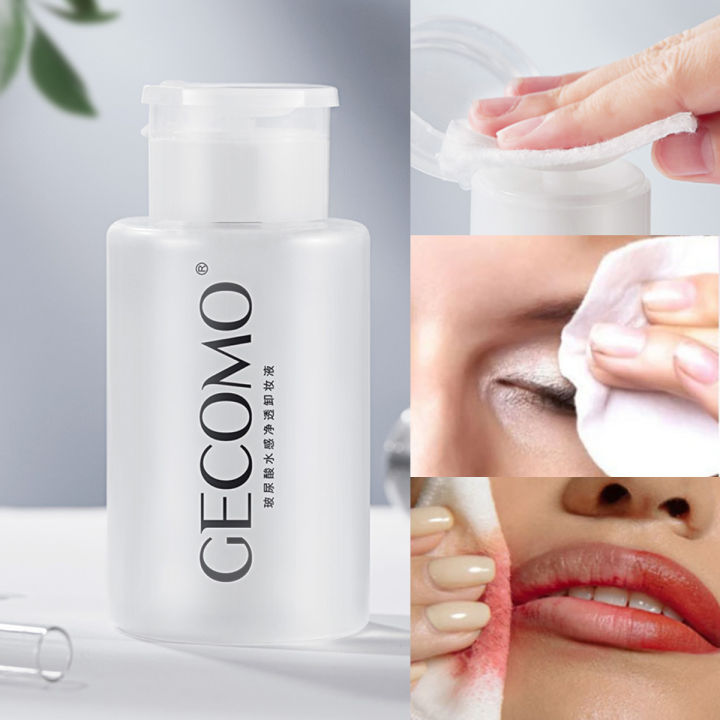 GECOMO Hyaluronic acid makeup remover-3-in-1 Eye, Lip, and Face Cleanser,Gentle, Suitable for Sensitive Skin, Pump Bottle