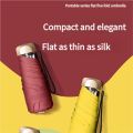 Ultra Light Small Mini Women Five Fold Umbrella Sun Proof Sun Proof Anti UV Sun Rain Dual Use Umbrella Thick Black Glue Pocket S. 