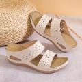 New Women Slippers Embroider Flowers Leather Women's Sandals Outdoor Light Casual Wedges Slippers Slip on Summer Shoes for Woman. 