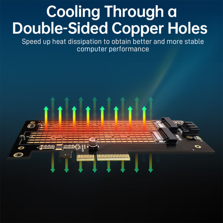 JEYI%20SK6%20M.2%20Dual%20M.2%20PCIE%204.0%20Adapter%20for%20NVMe%20/%20NGFF%20SSD,%20NVME%20(m%20Key)%20and%20SATA%20(b%20Key)%20SSD%20to%20PCIe%20x4%20X8%20X16%20Slot%20-%20Image%202