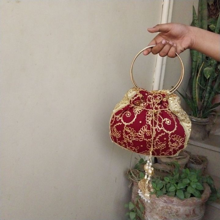 Bridal%20Potli%20Bag%20-%20Embroidered%20Red%20Chiffon%20Purse%20with%20Golden%20Sequin,%20Round%20Metal%20Handle,%20Wedding%20Accessory%20-%20Image%208