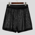 Men's Mesh See-through Shorts Fashion Patchwork Drawstring Beach Shorts Leisure Sport Shorts for Man Pajamas Home Underwear.