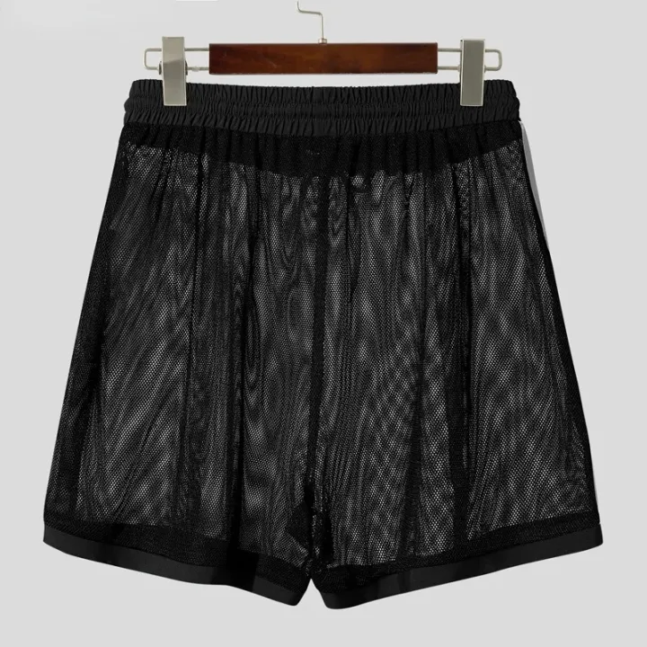 Men's%20Mesh%20See-through%20%20Shorts%20Fashion%20Patchwork%20Drawstring%20Beach%20Shorts%20Leisure%20Sport%20Shorts%20for%20Man%20Pajamas%20Home%20Underwear%20-%20Image%203