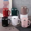 WORTHBUY 480Ml Double-Layer Insulated Coffee Mug Portable 304 Stainless Steel Water Cup With Lid & Handle Leak-Proof Coffee Cup. 