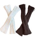 2PCS Cable Knit Fingerless Gloves, Women's Soft Warm Knitted Arm Warmers, White Winter Hand Accessories, Stylish Elastic. 