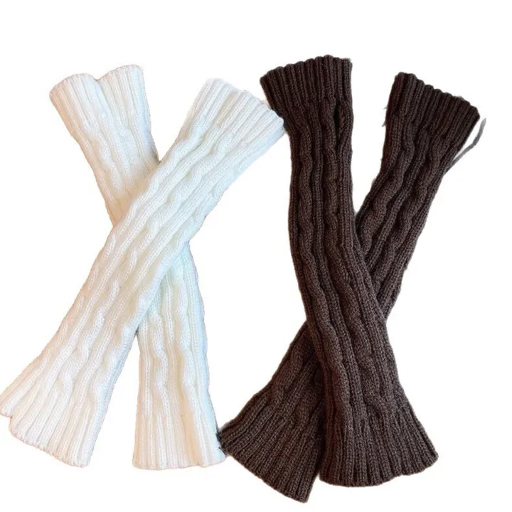 2PCS%20Cable%20Knit%20Fingerless%20Gloves,%20Women's%20Soft%20Warm%20Knitted%20Arm%20Warmers,%20White%20Winter%20Hand%20Accessories,%20Stylish%20Elastic%20-%20Image%206