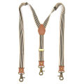 Striped Suspenders with Swivel Hooks Suspender Y Back 3 Clips Adjustable Elastic Trouser Braces Belts Loops for Men Women.