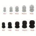 10pcs PG7 -PG16 for 3-14mm  Wire Cable White Black Nylon Plastic Connector  Waterproof Cable Gland Plastic Cable Entry IP67. 