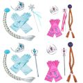 Girls Elsa Anna Accessories Set Kids Party Princess 4 Piece Set Snow Queen Snowflake Magic Wand Tiara Crown Gloves Wig Braid. 