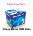 Double A Paper 80 Gsm A4 Size-6 Boxes-30 Ream-15000 Sheets. 