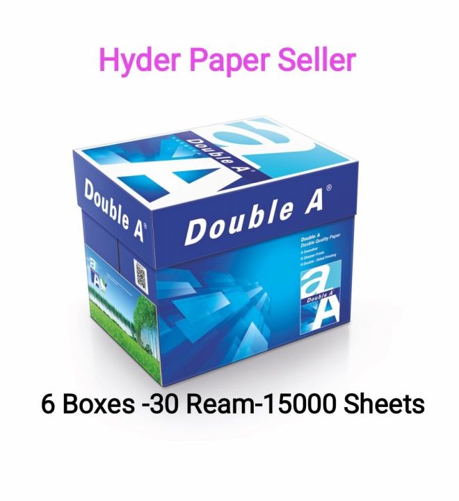Double A Paper 80 Gsm A4 Size-6 Boxes-30 Ream-15000 Sheets