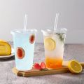 50pcs/Set 12/16OZ Plastic Cups With Lids Disposable Cups For Iced Coffee Smoothie Milkshake Cold Drinks Birthday Party Supplies. 
