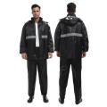 New alitech navy blue reflective stripe rain coat hooded waterproof rain suit. 